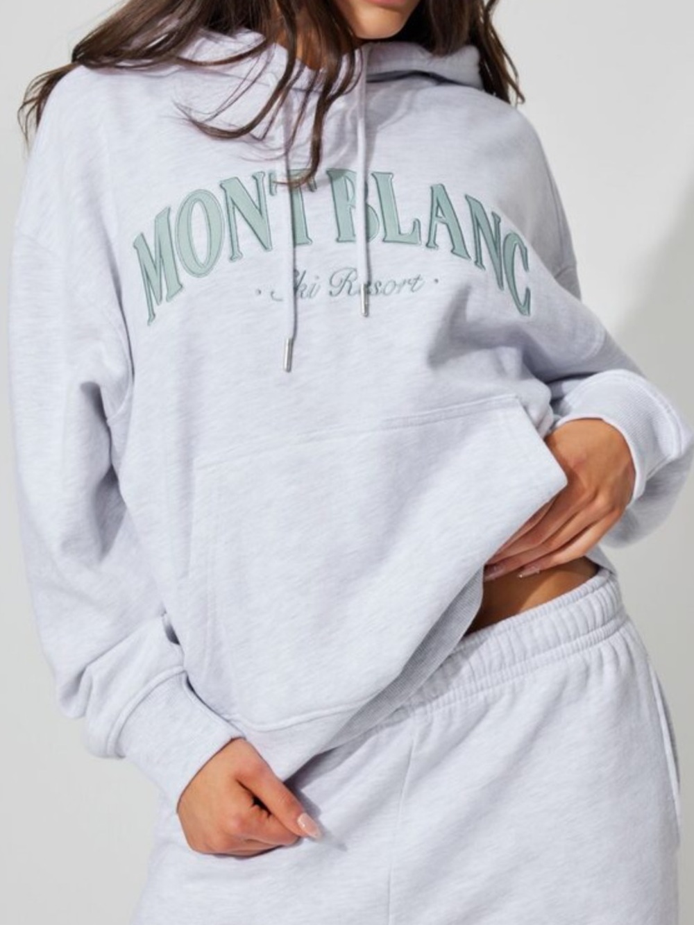 Garage Light Gray Mont Blanc Pullover Hoodie with Mint Graphic